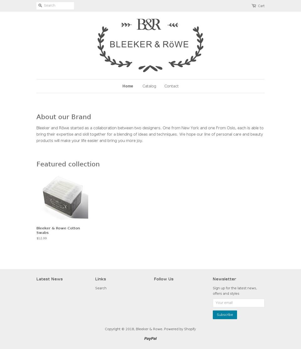 bleekerandrowe.com — Shopify storefront screenshot