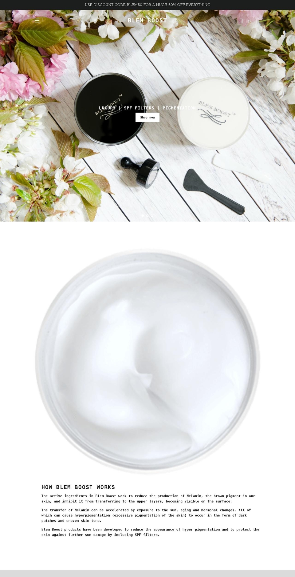 blemboost.com shopify website screenshot