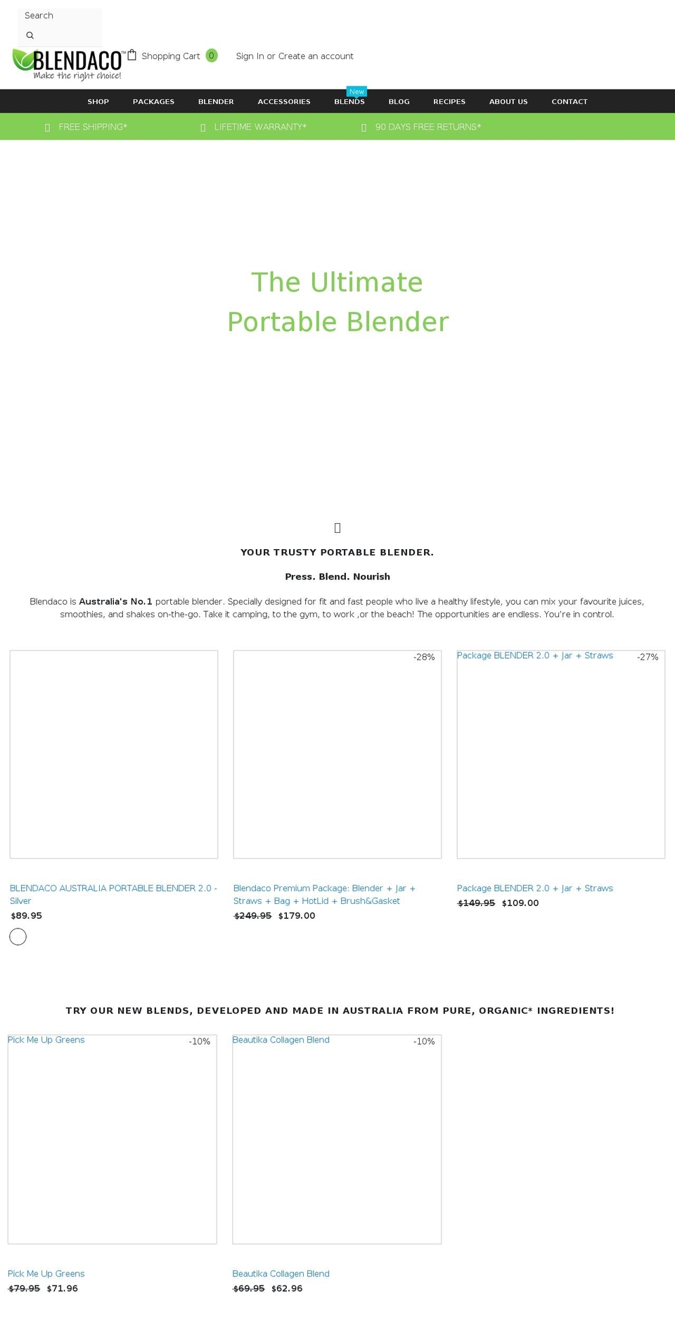 blendaco.com.au shopify website screenshot
