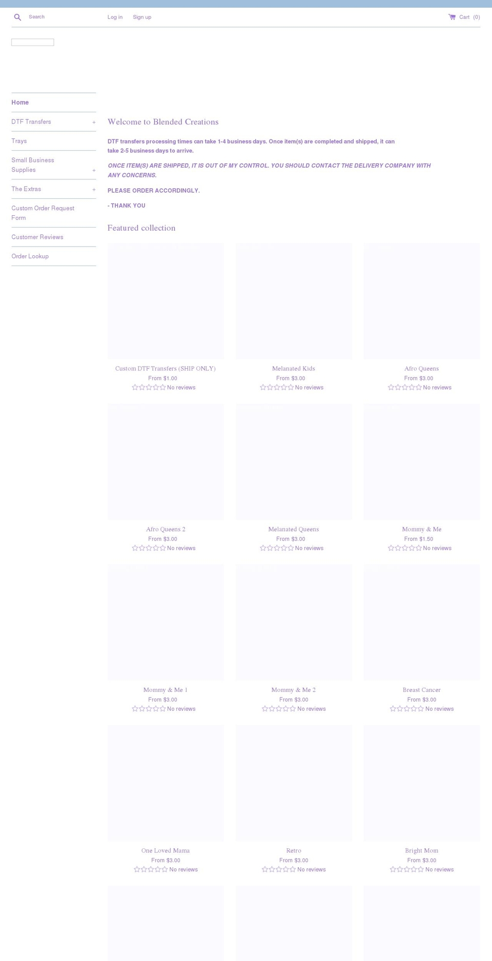 blended-creations.com shopify website screenshot
