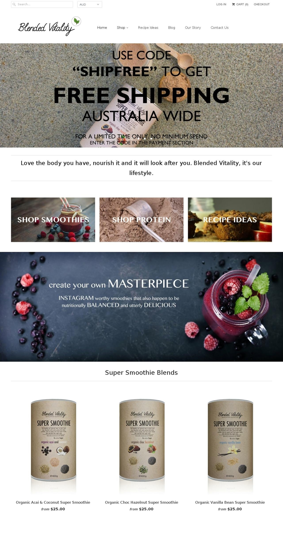 blendedvitality.com shopify website screenshot