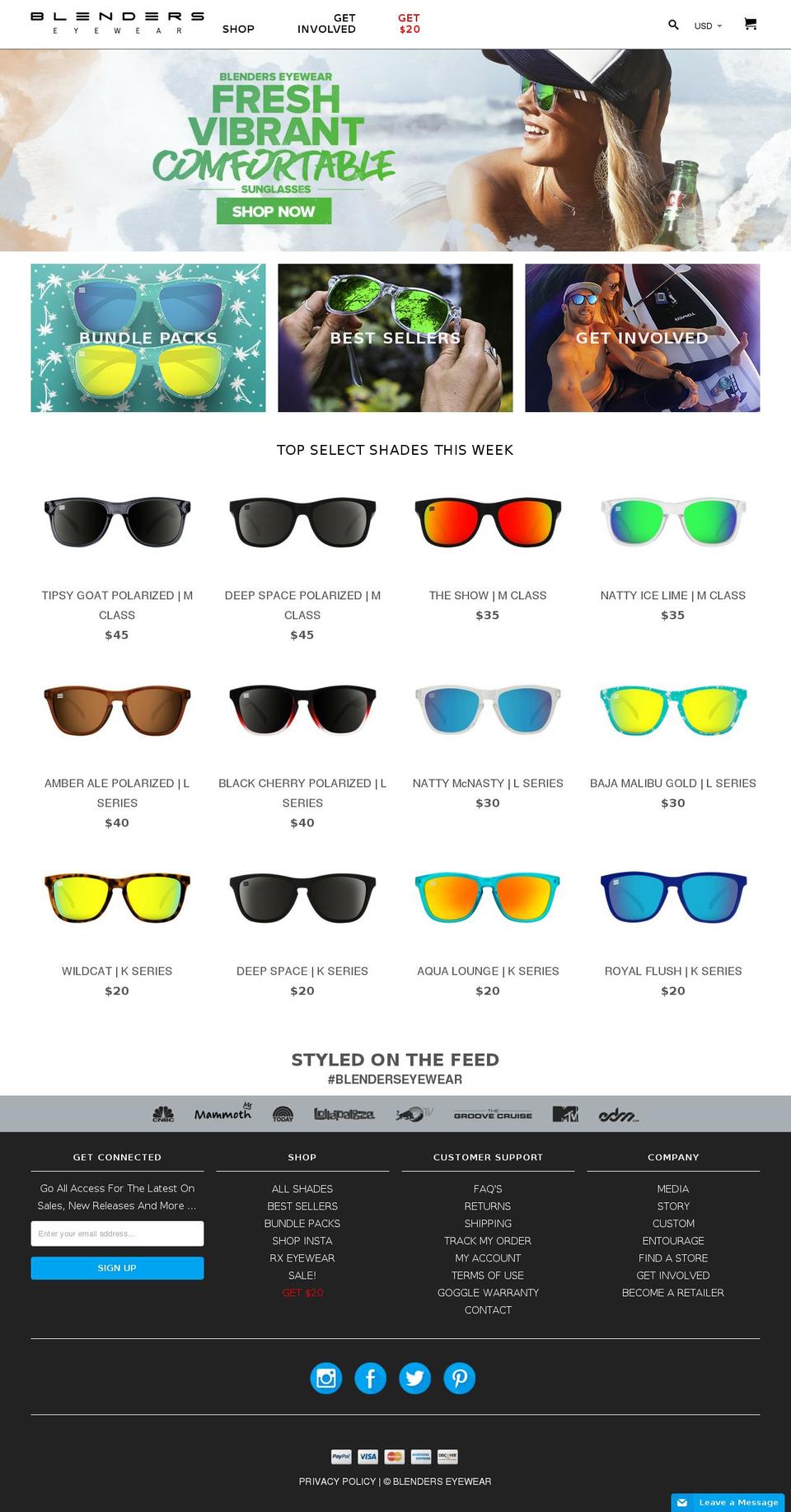 blenderseyewear.com shopify website screenshot