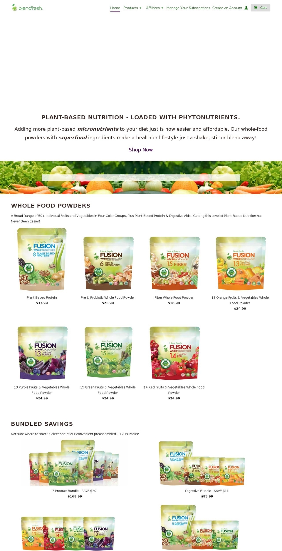 blendfresh.com shopify website screenshot