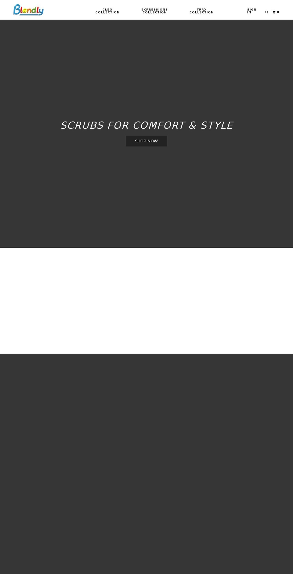 blendlyscrubs.com shopify website screenshot