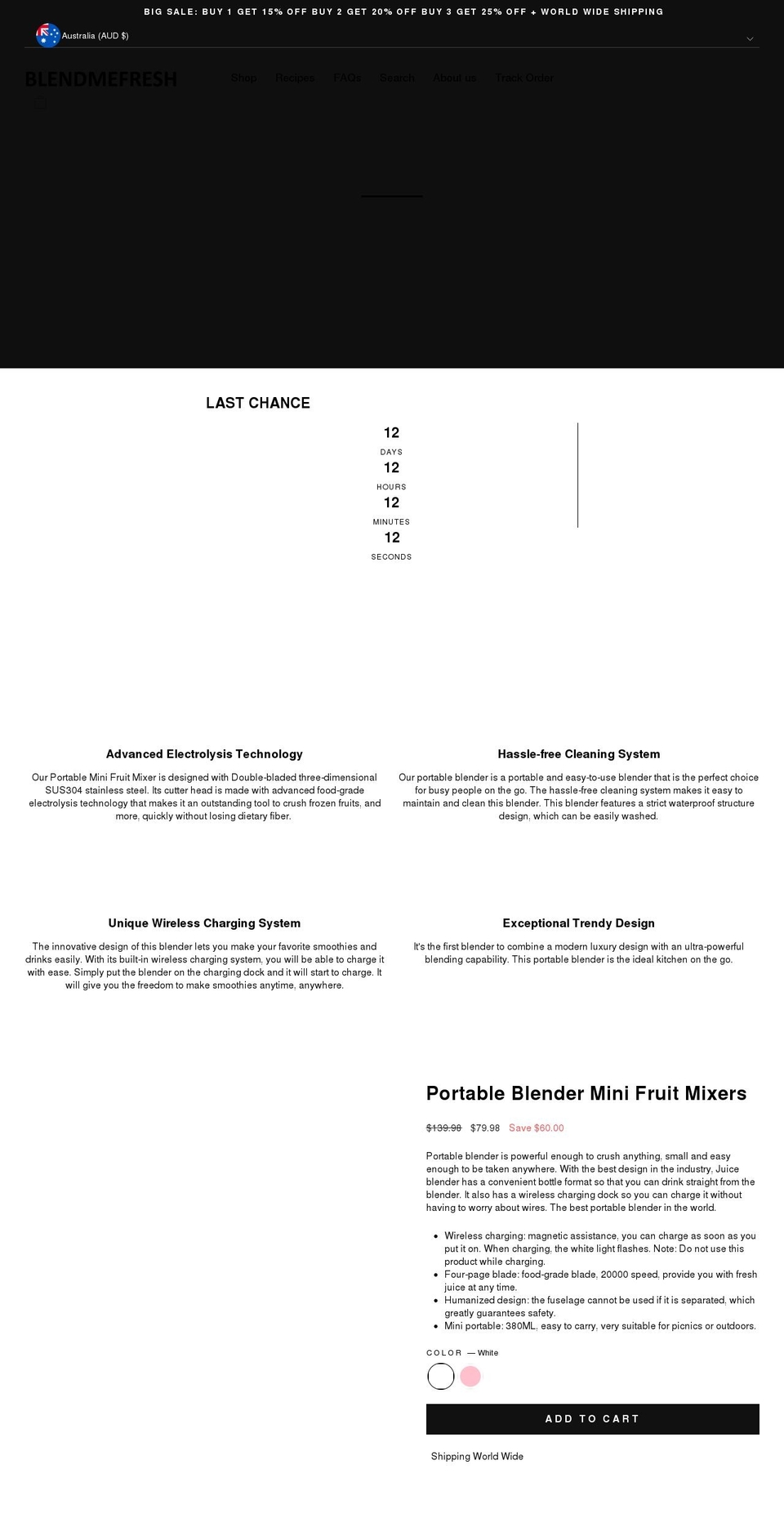 blendmefresh.com shopify website screenshot