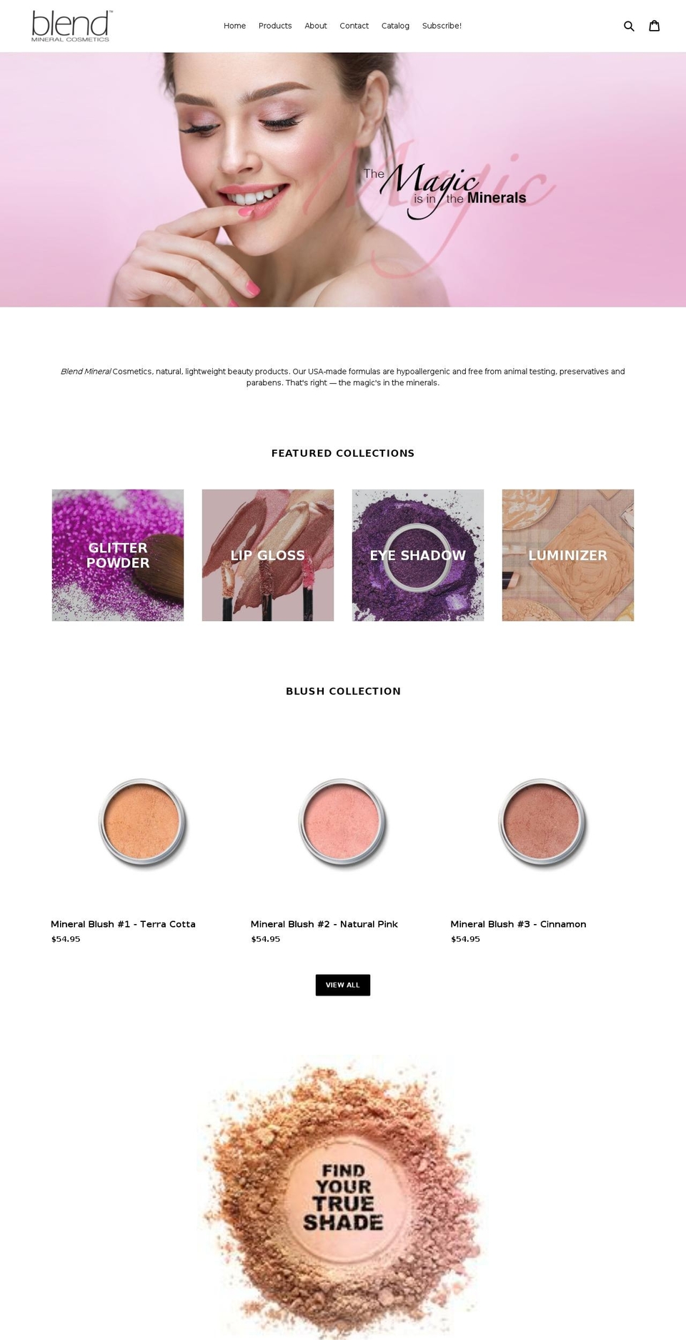 blendmineralcosmetics.com shopify website screenshot