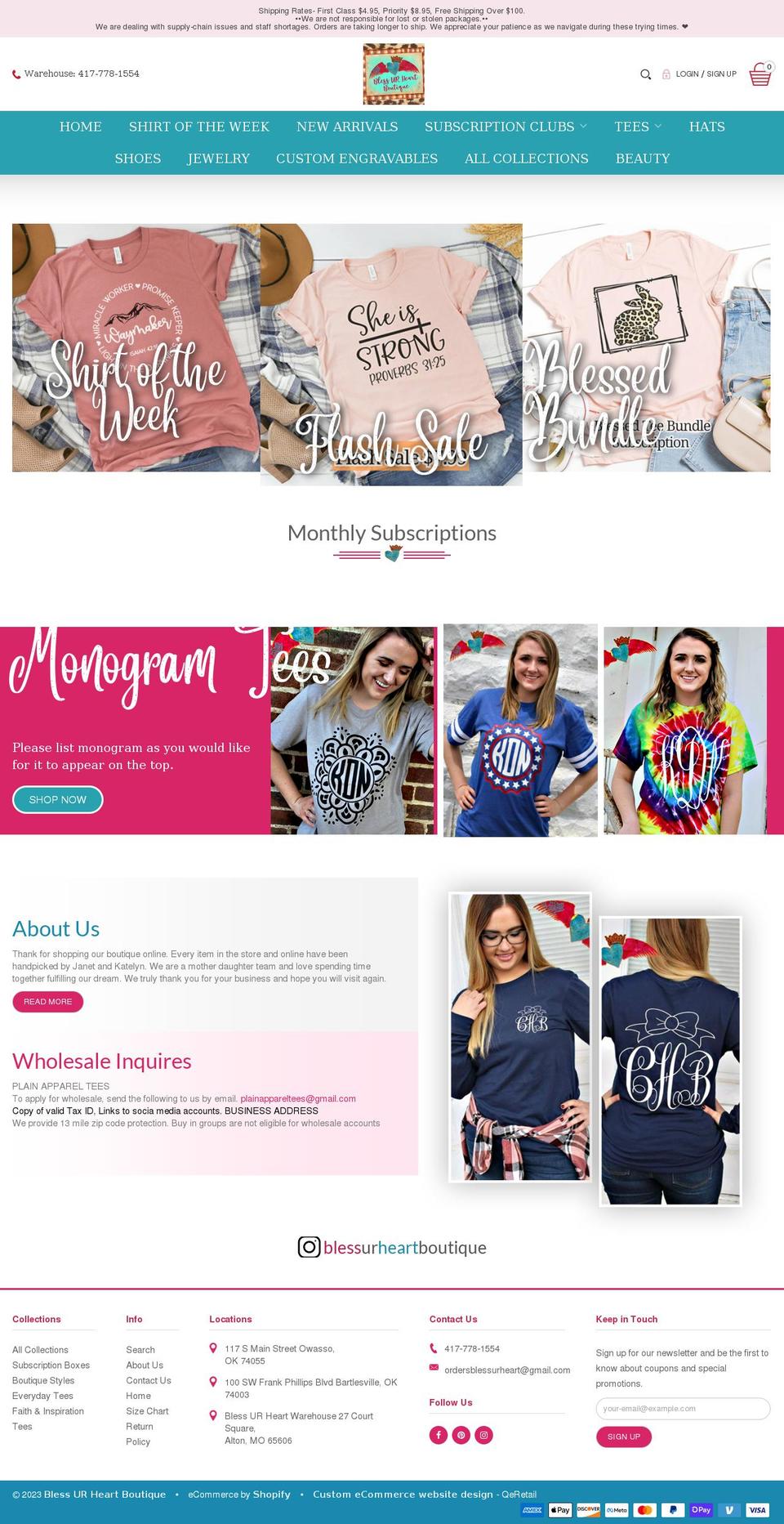 bless-ur-heart-boutique.myshopify.com — Shopify storefront screenshot