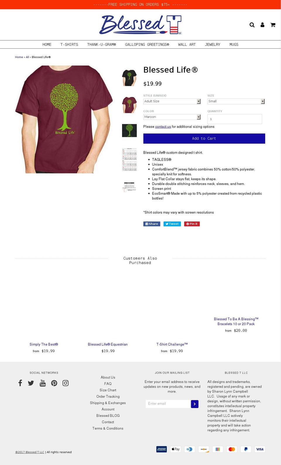 blessed-life.net shopify website screenshot