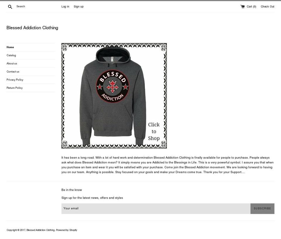 blessedaddiction.com shopify website screenshot