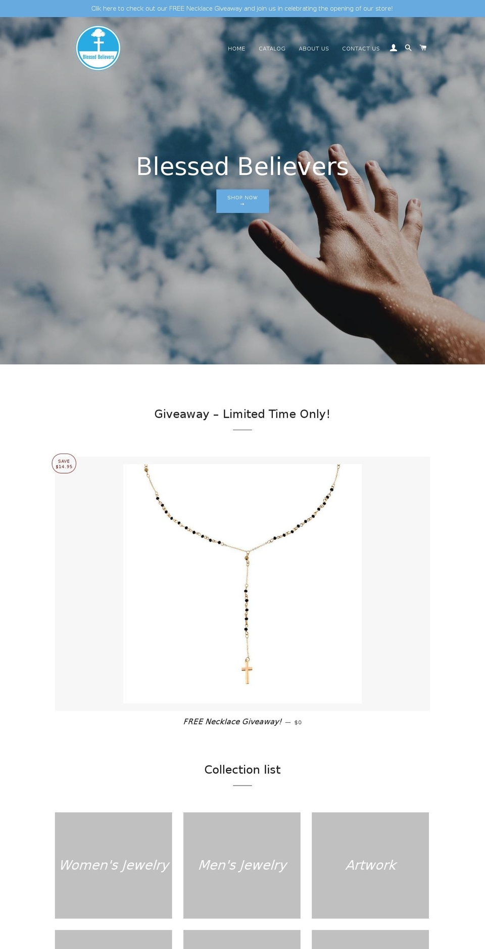 blessedbelievers.com — Shopify storefront screenshot