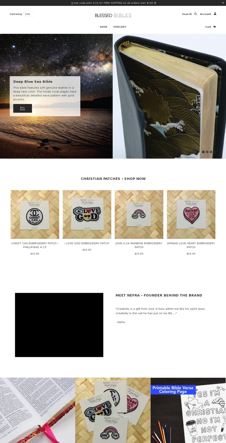 blessedbibles.com — Shopify storefront screenshot