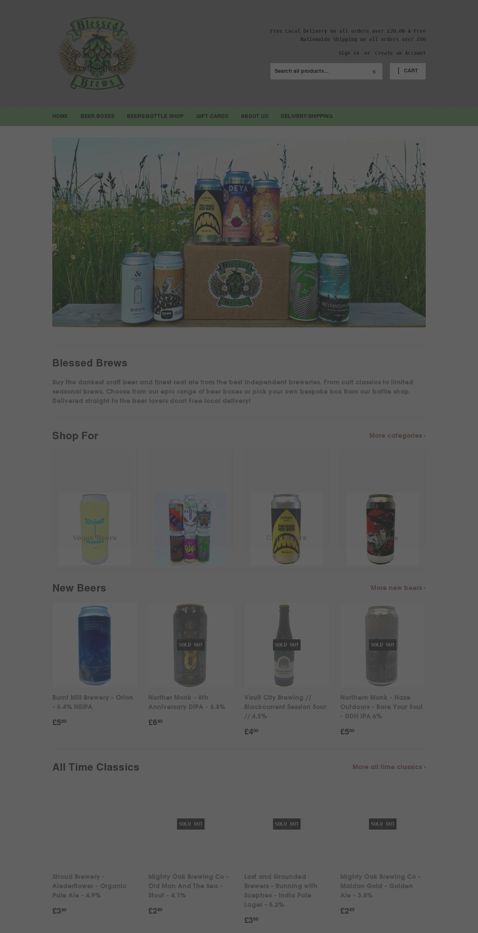 blessedbrews.co.uk shopify website screenshot