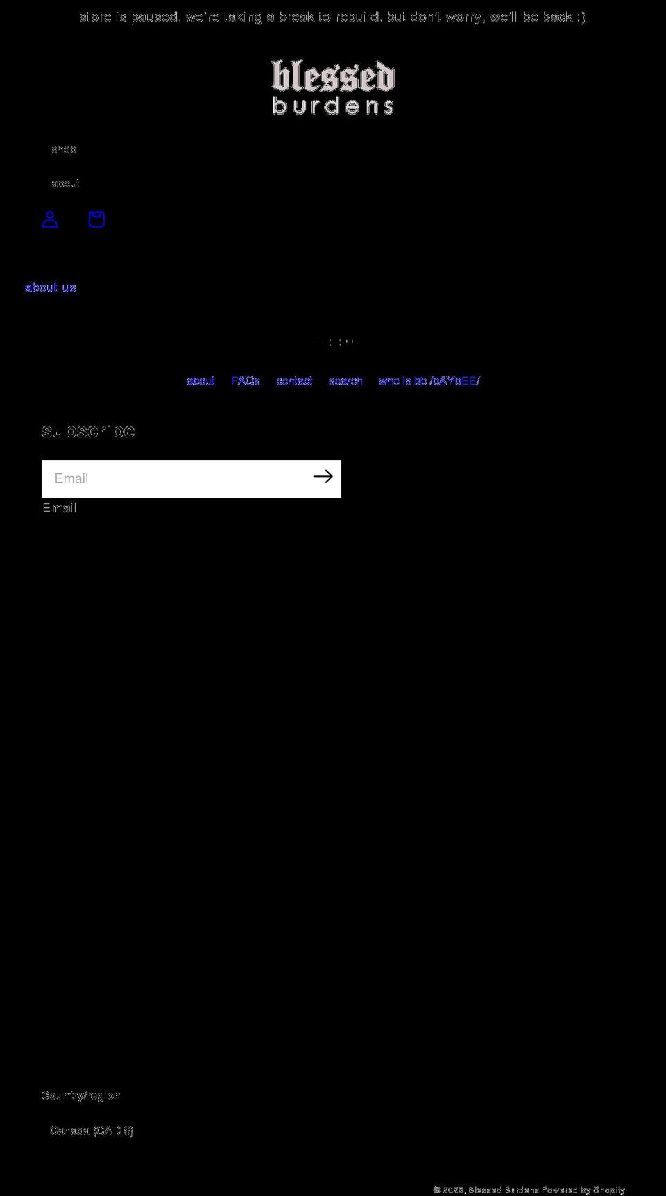 blessedburdens.com shopify website screenshot