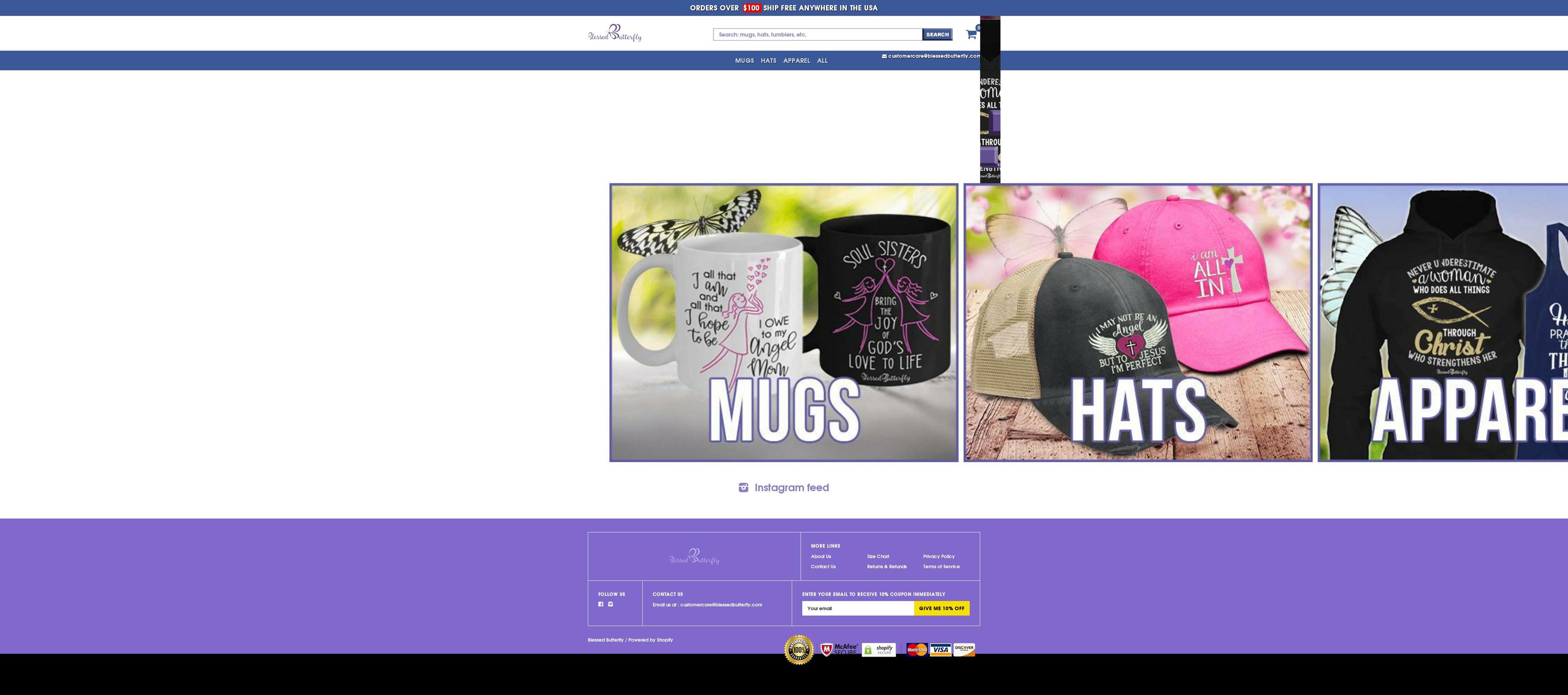 blessedbutterfly.com shopify website screenshot