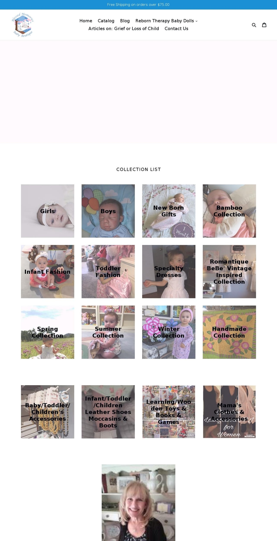 blessedmemoriesboutique.com — Shopify storefront screenshot