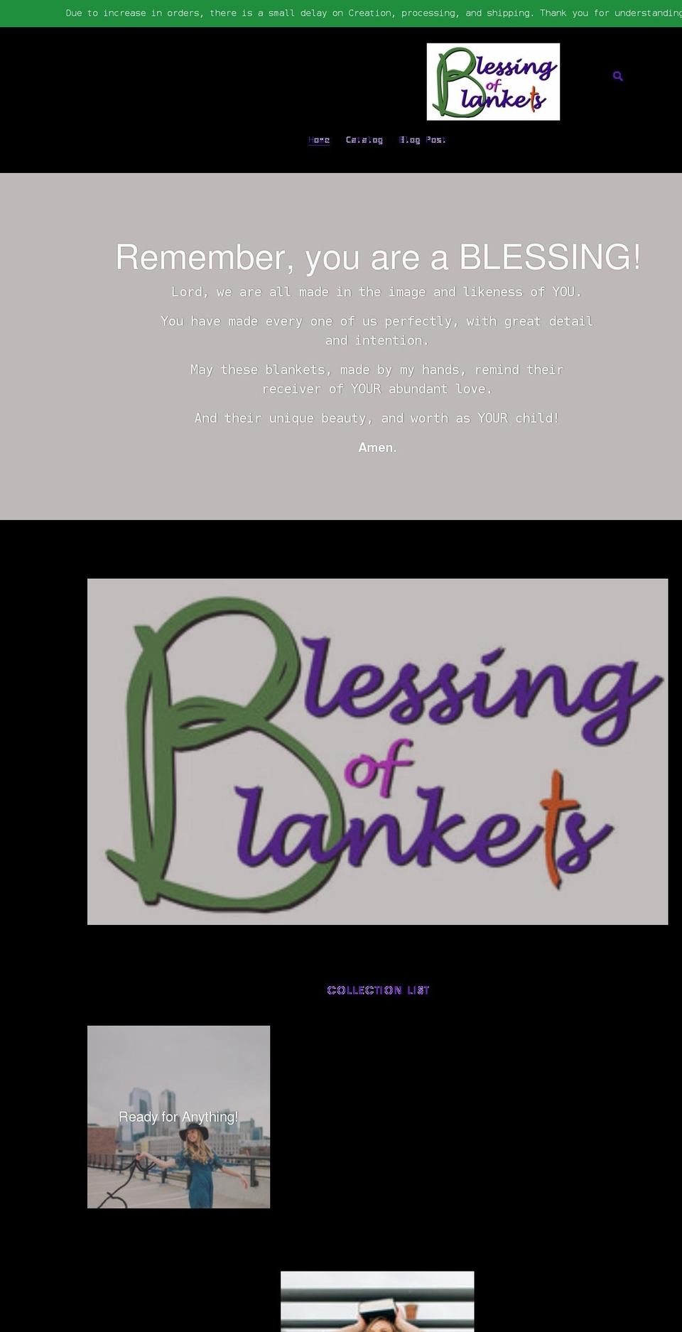 blessingofblankets.com shopify website screenshot