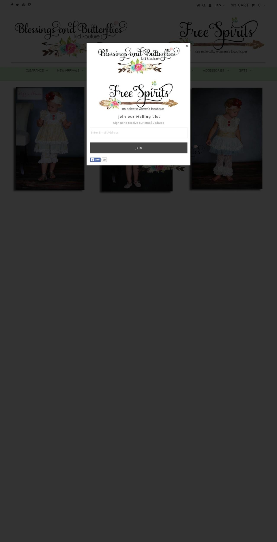 blessingsandbutterflies.com shopify website screenshot