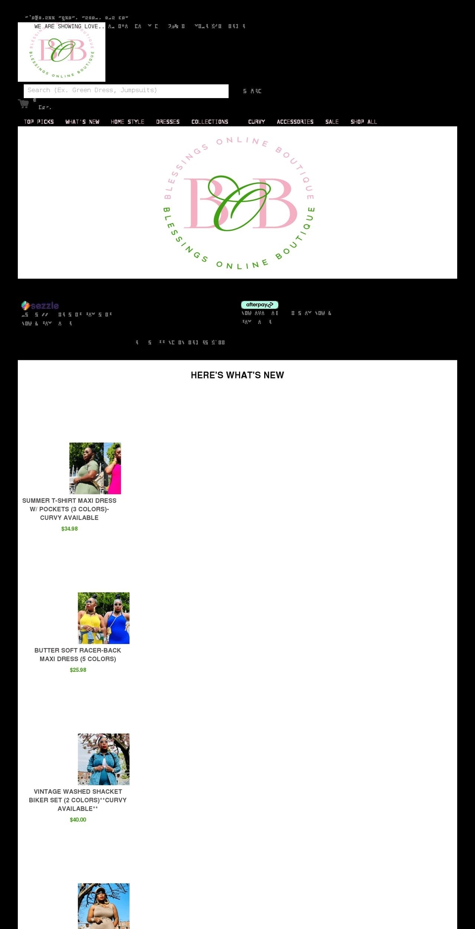 blessingsonlineboutique.com shopify website screenshot