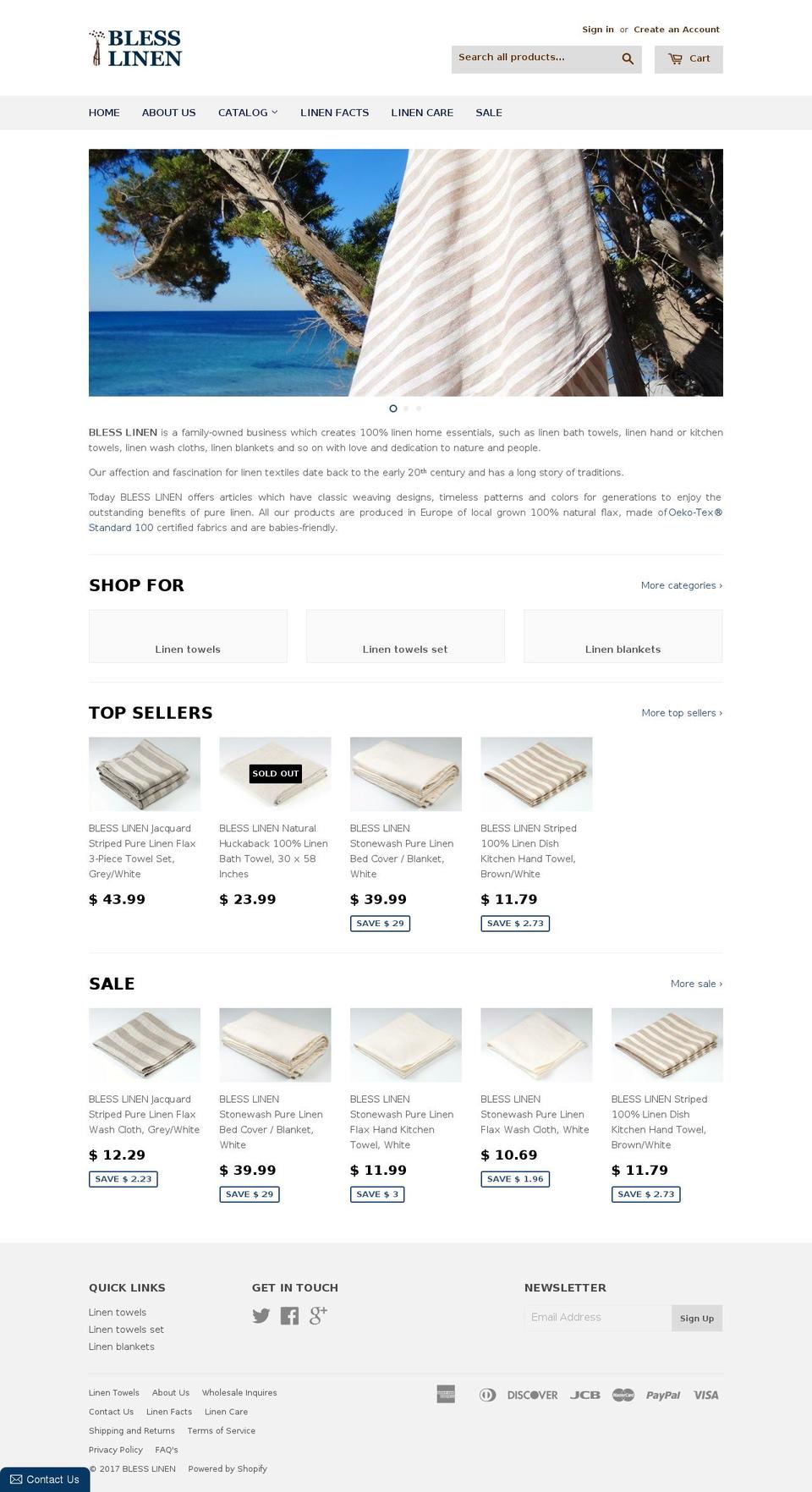 blesslinen.com shopify website screenshot