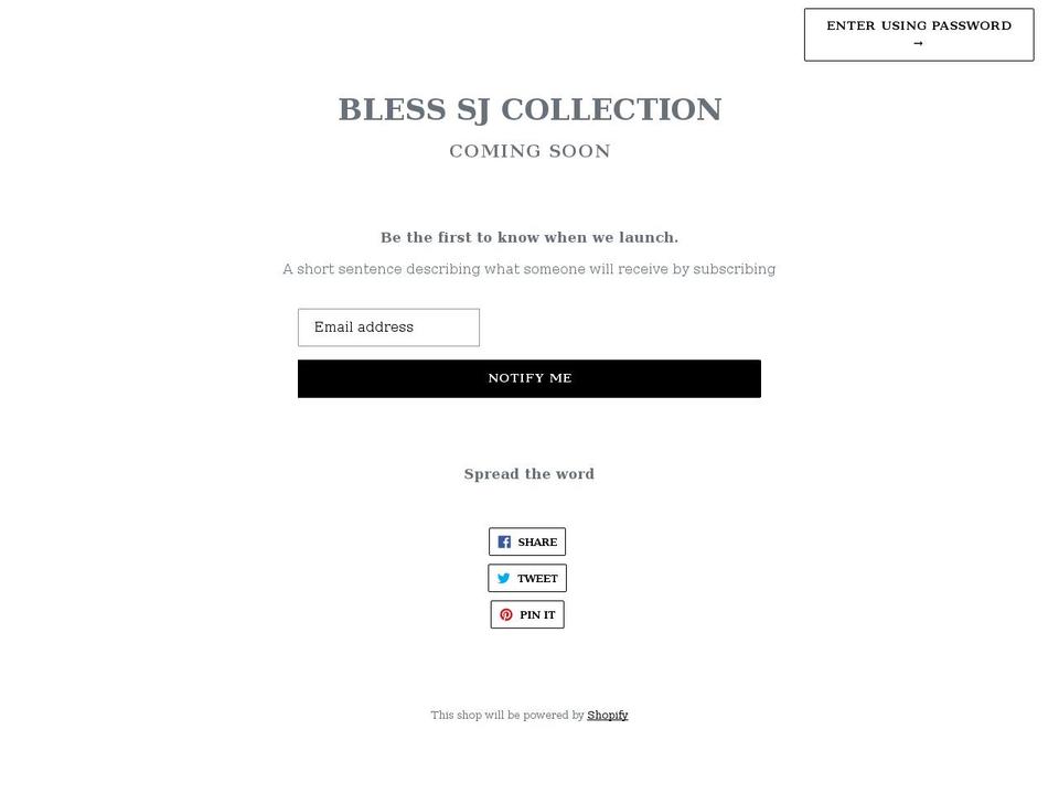 blesssjcollection.com shopify website screenshot