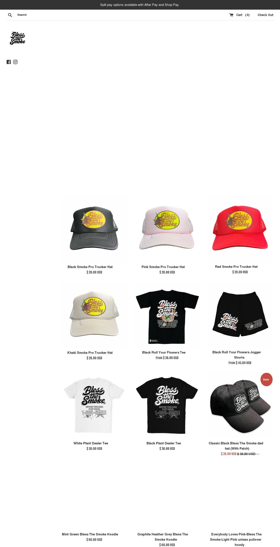 blessthesmoke.shop shopify website screenshot