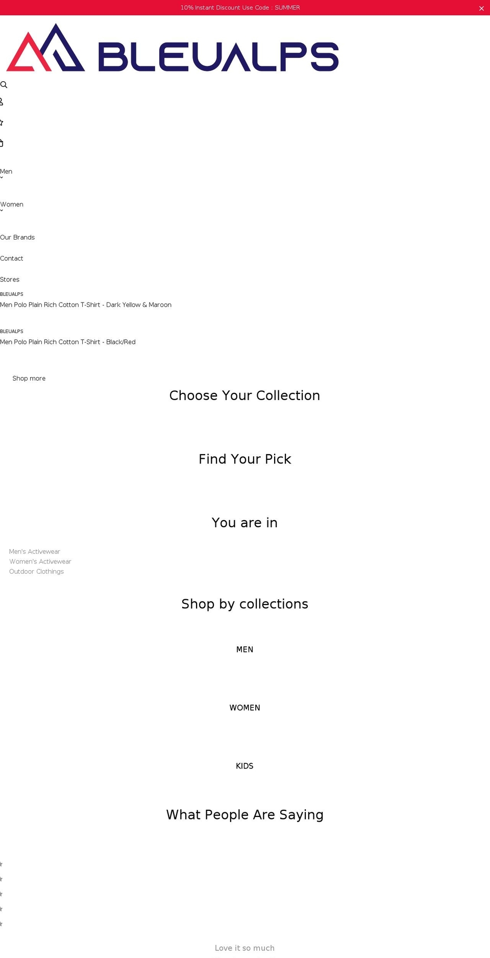 bleualps.com shopify website screenshot