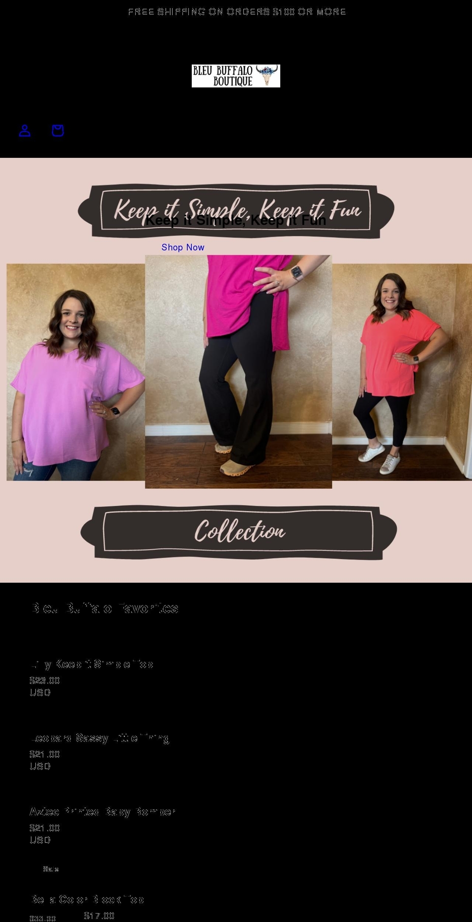 bleubuffaloboutique.com shopify website screenshot