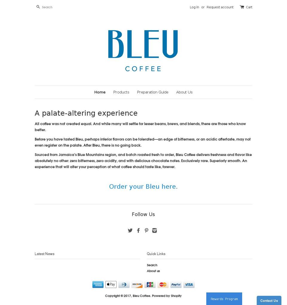 bleucoffee.com shopify website screenshot