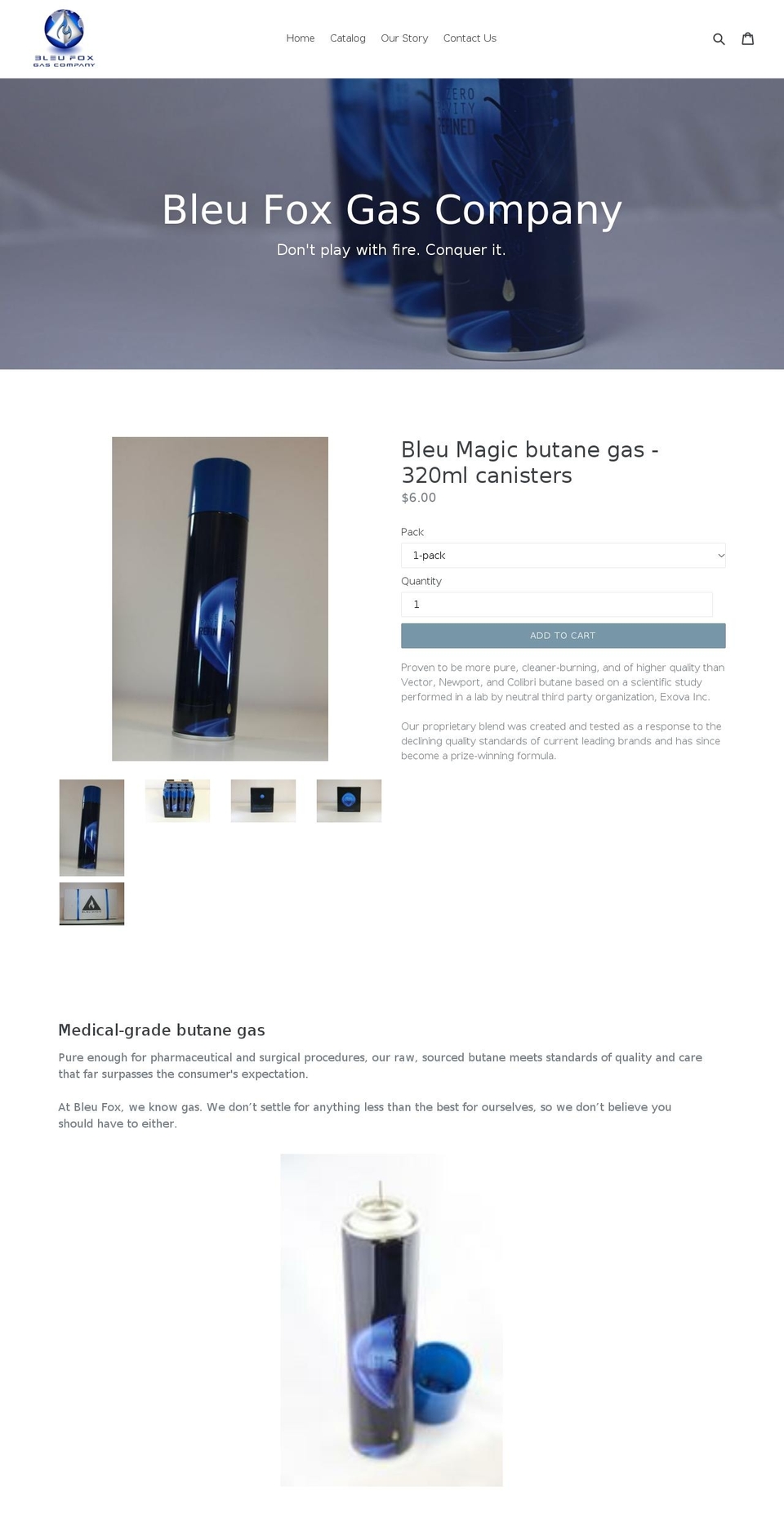 bleufoxgascompany.com — Shopify storefront screenshot
