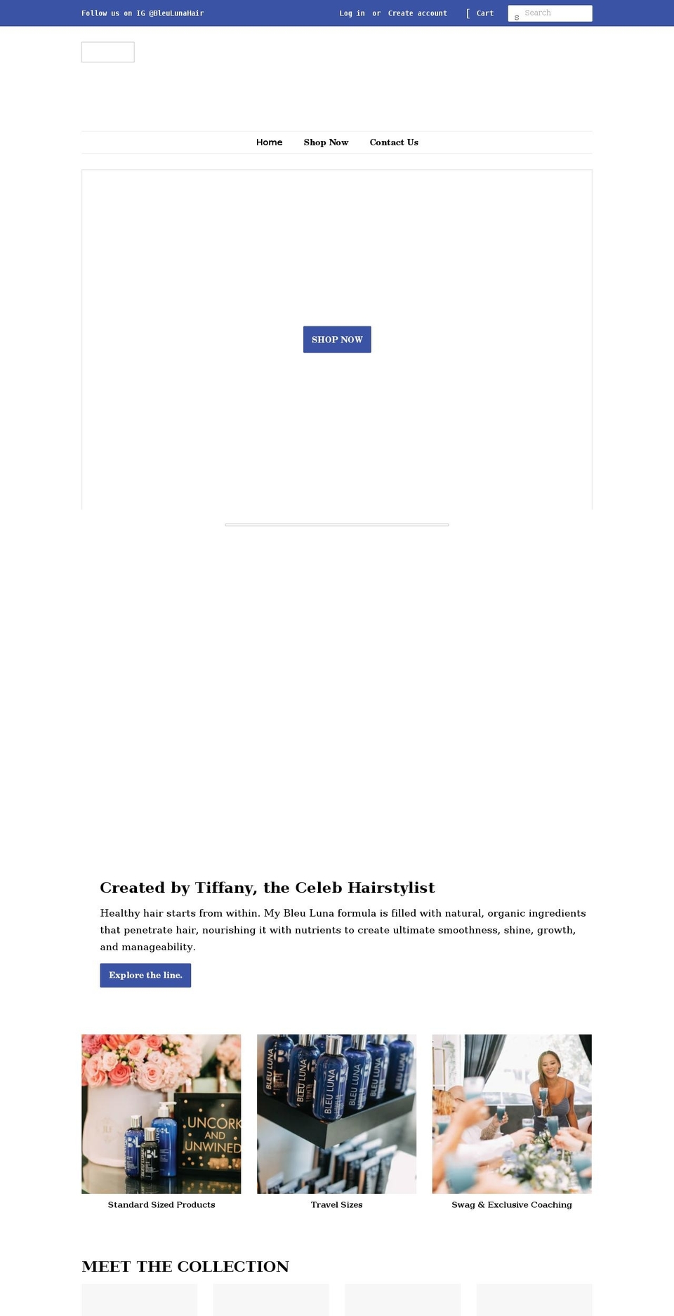 bleulunahair.com shopify website screenshot