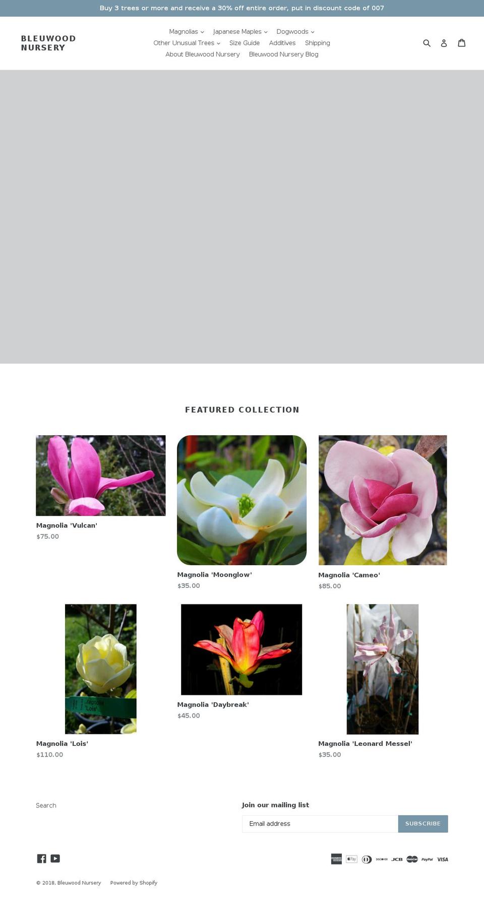 bleuwoodnursery.com — Shopify storefront screenshot