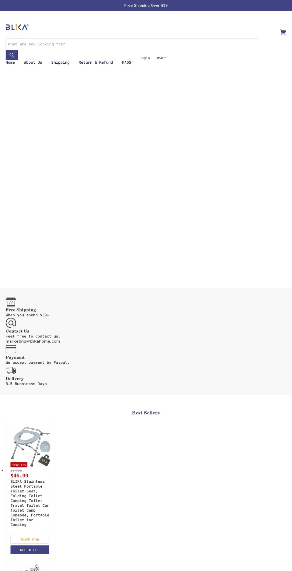 blikahome.com shopify website screenshot