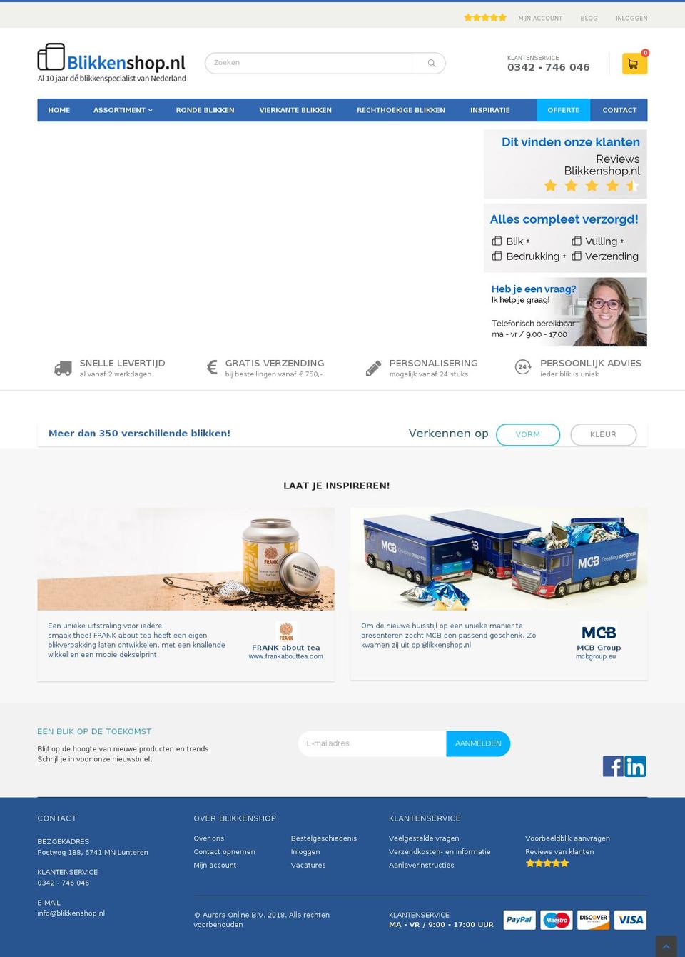 blikkenshop.nl shopify website screenshot