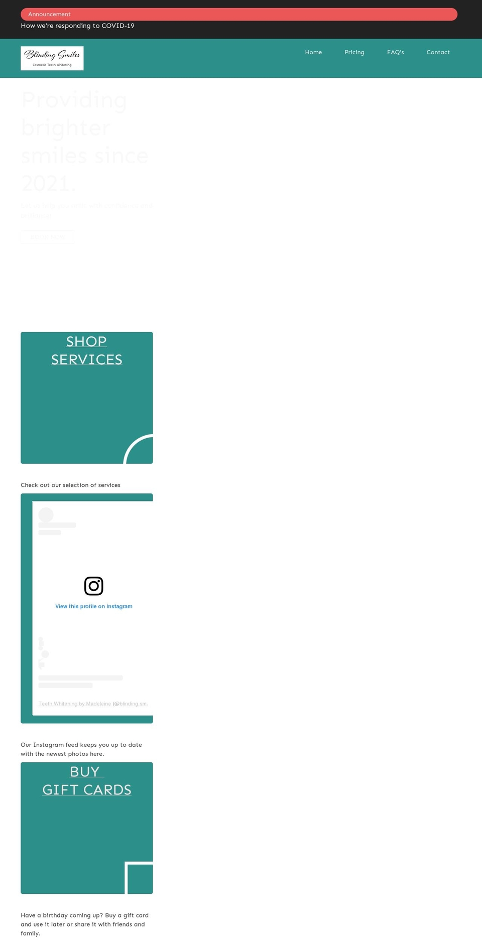 blindingsmiles.com — Shopify storefront screenshot