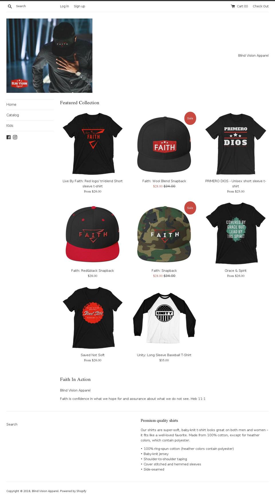blindvisionapparel.com — Shopify storefront screenshot