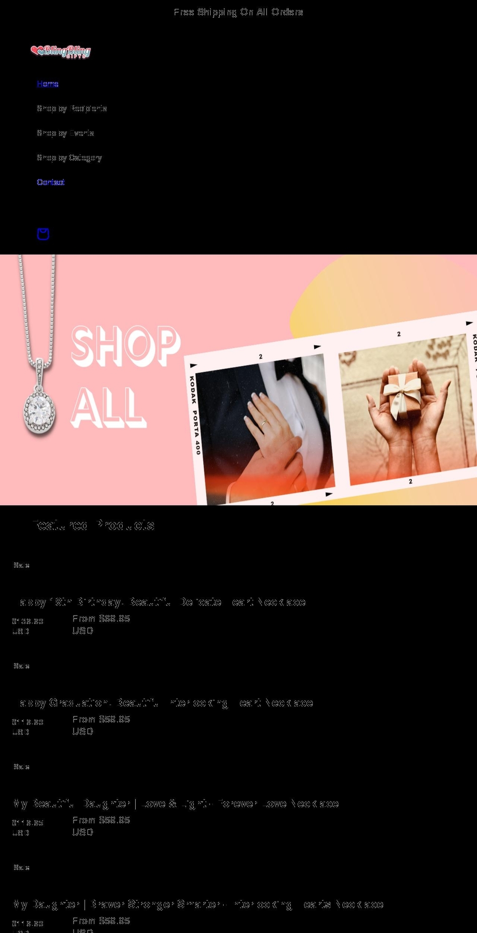 Gifts Shopify theme site example blingblinggifts.com