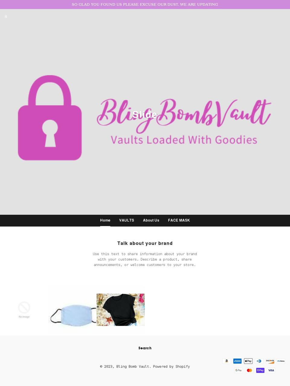 blingbombsvault.com shopify website screenshot