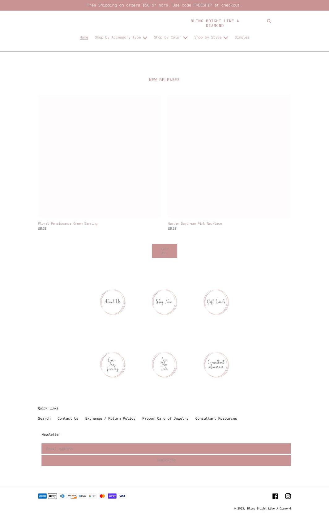 blingbrightjewelry.com shopify website screenshot