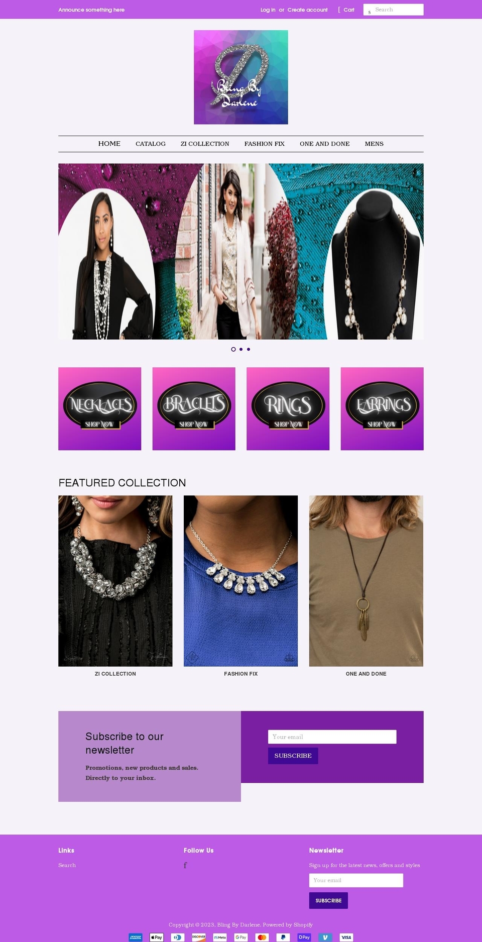 blingbydarlene.com shopify website screenshot