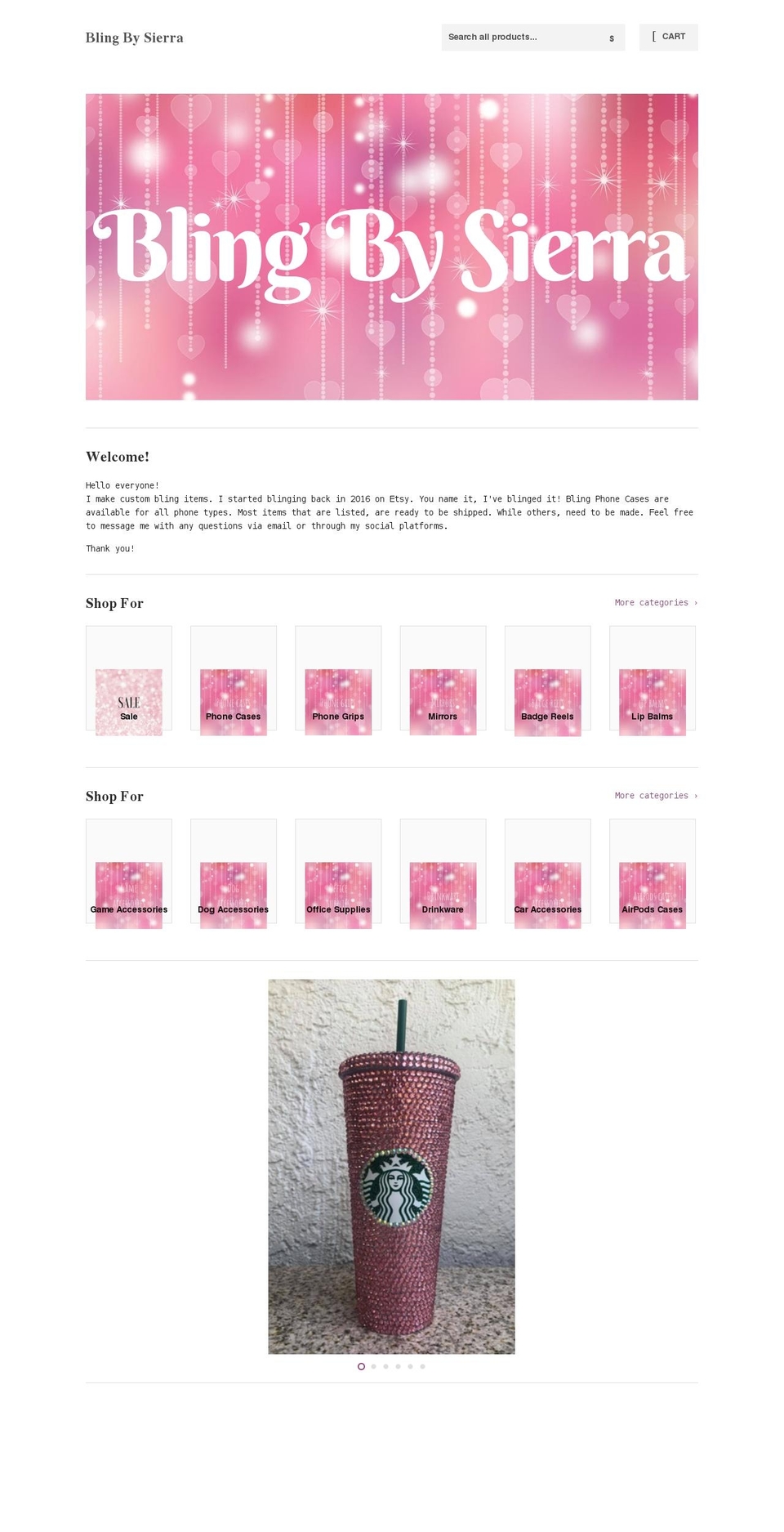 blingbysierra.com shopify website screenshot