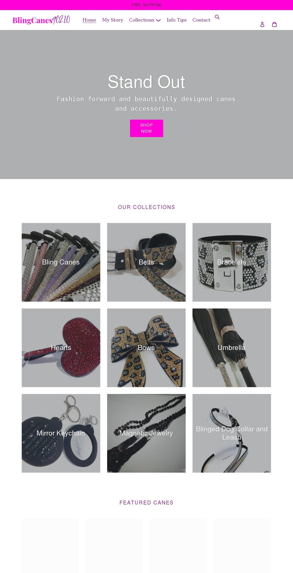 blingcanes90210.com shopify website screenshot