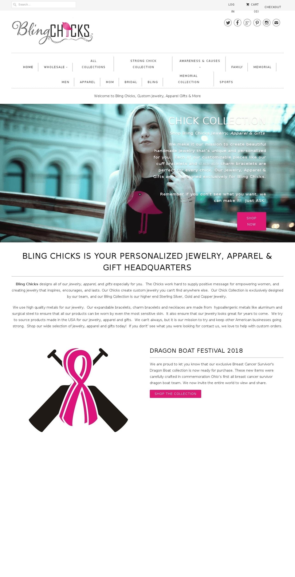 blingchicks.com shopify website screenshot