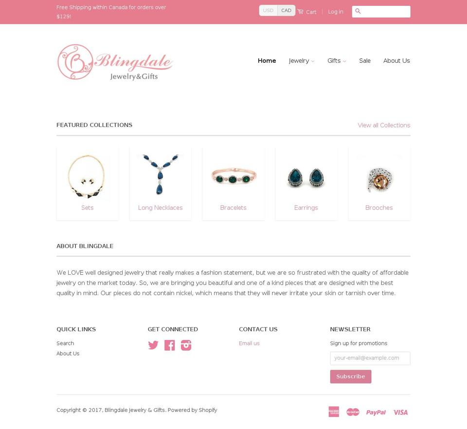 blingdale.com shopify website screenshot