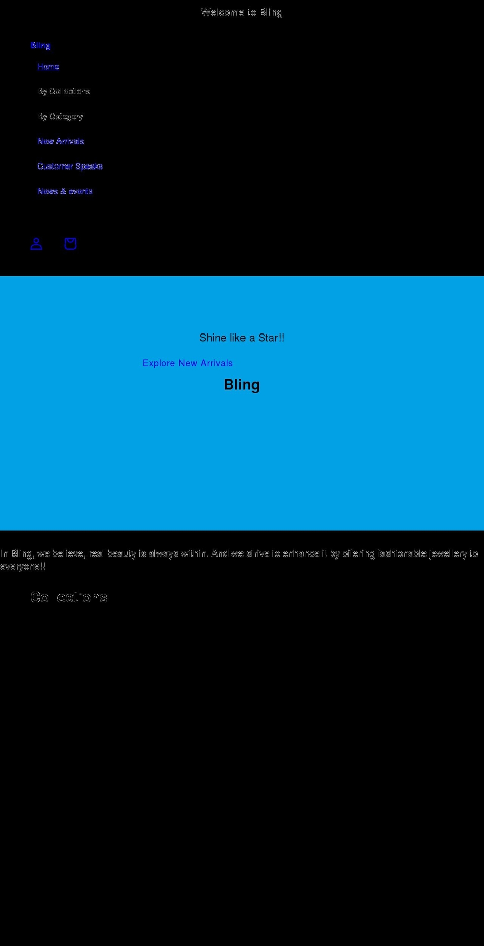 blingjewelleries.com shopify website screenshot