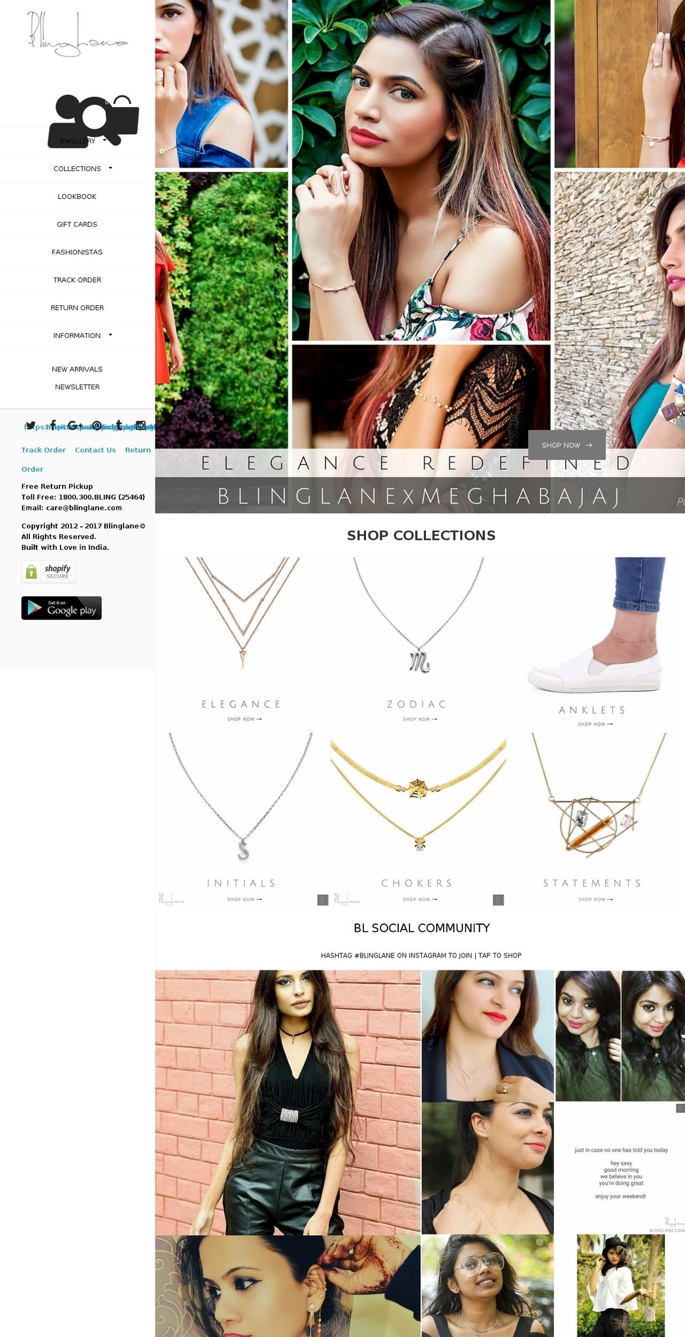 Prestige Shopify theme site example blinglane.com