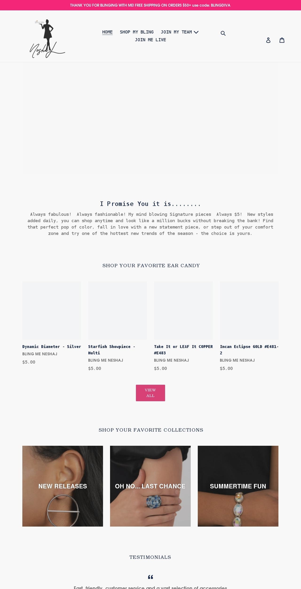 blingmeneshaj.com shopify website screenshot