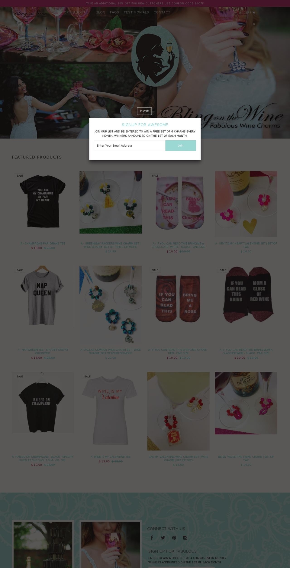 blingonthewine.com shopify website screenshot