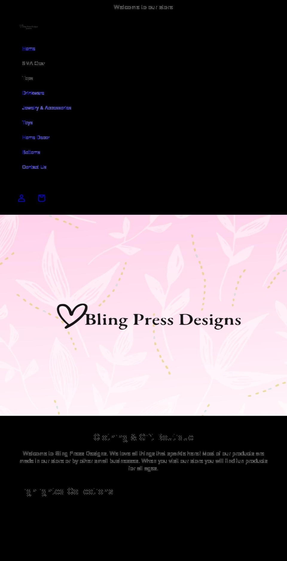 blingpressdesigns.com shopify website screenshot