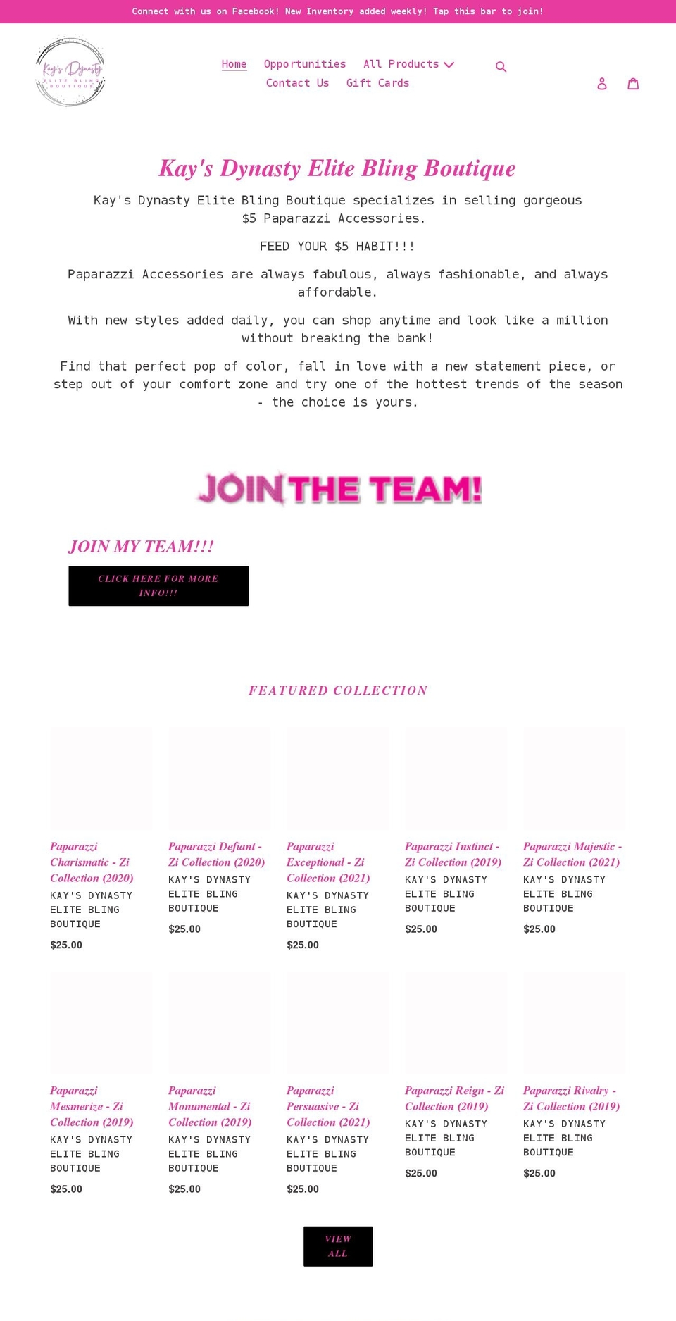 blingwithkaysdynasty.com shopify website screenshot