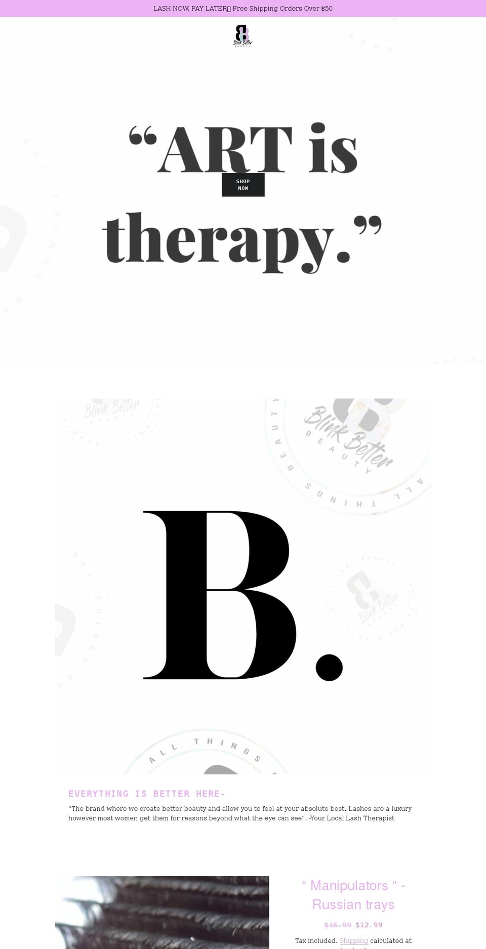 blinkbetterbeauty.com shopify website screenshot